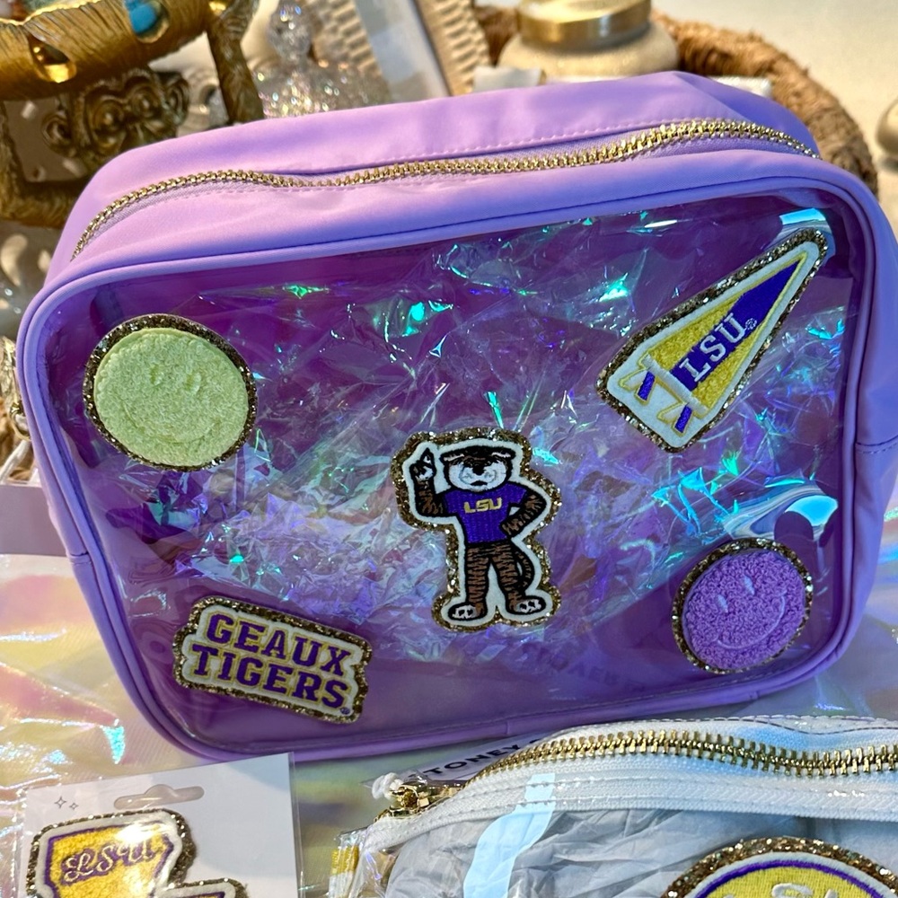 SCL Clear Pouch w/ sewn LSU Patches